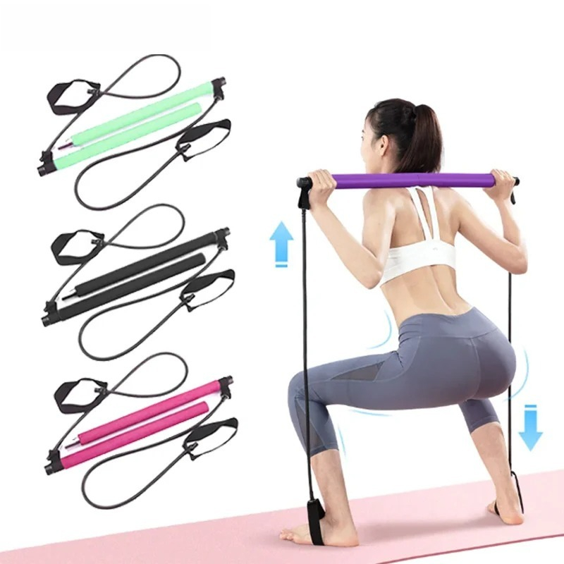 Pilates Yoga Combined - Multifunktionale Pilates-Stange Kombinations-Fitness-Stange Yoga Brustexpander Spannungsseil