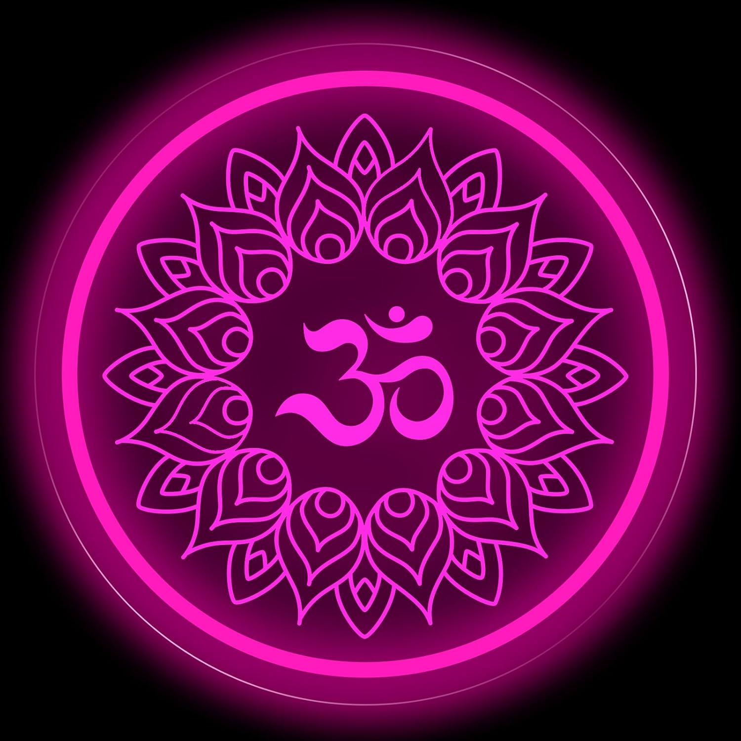 Pilates Yoga Room - Om Mandala Neonschild USB-Betrieben Om Buddha