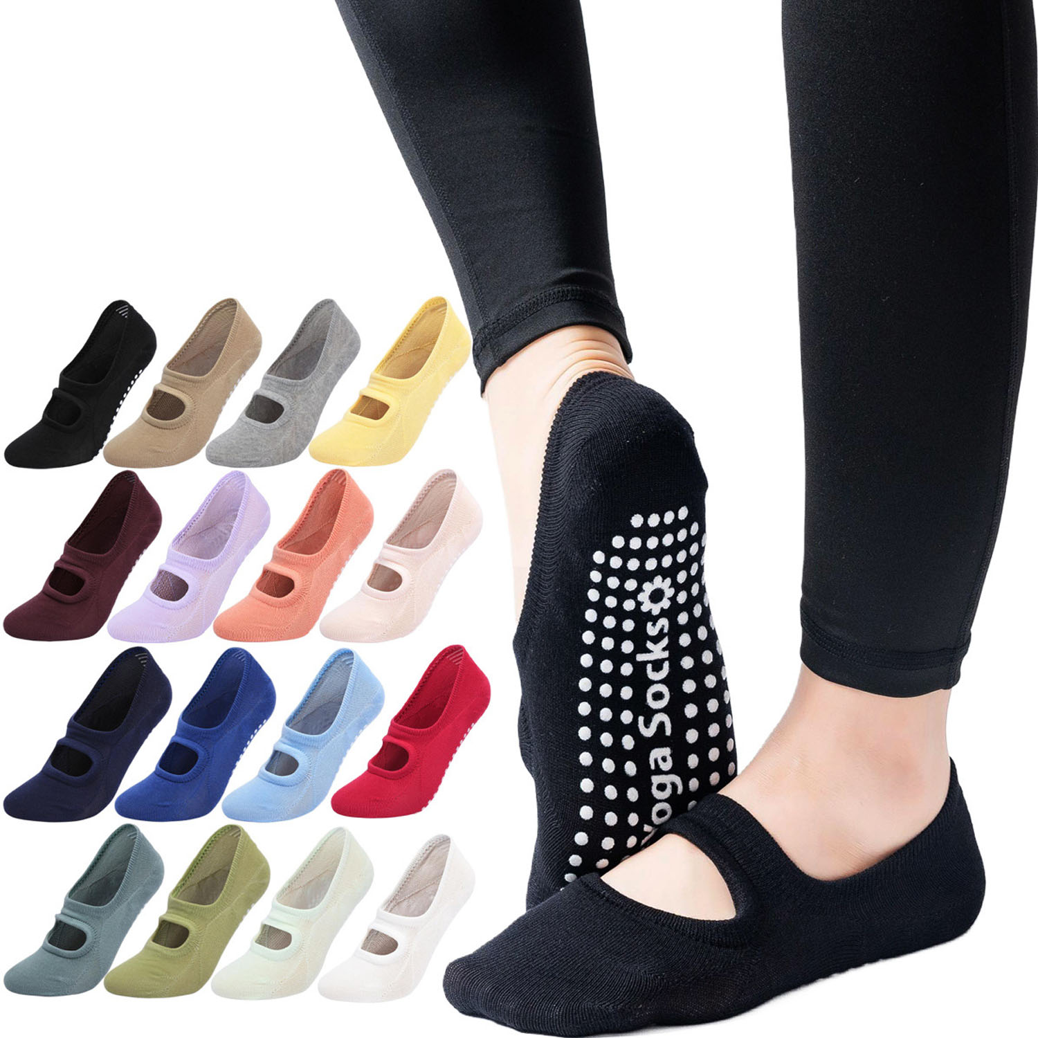 Fitness Yoga Pilates - Hochwertige Damen Yoga-Socken Rutschfest Atmungsaktiv Rückenfreie