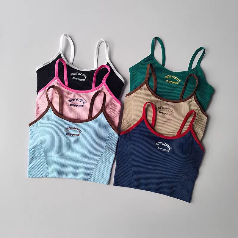 Pilates Yoga Block - Damen Color-Block Cami Sport-BH mit festem