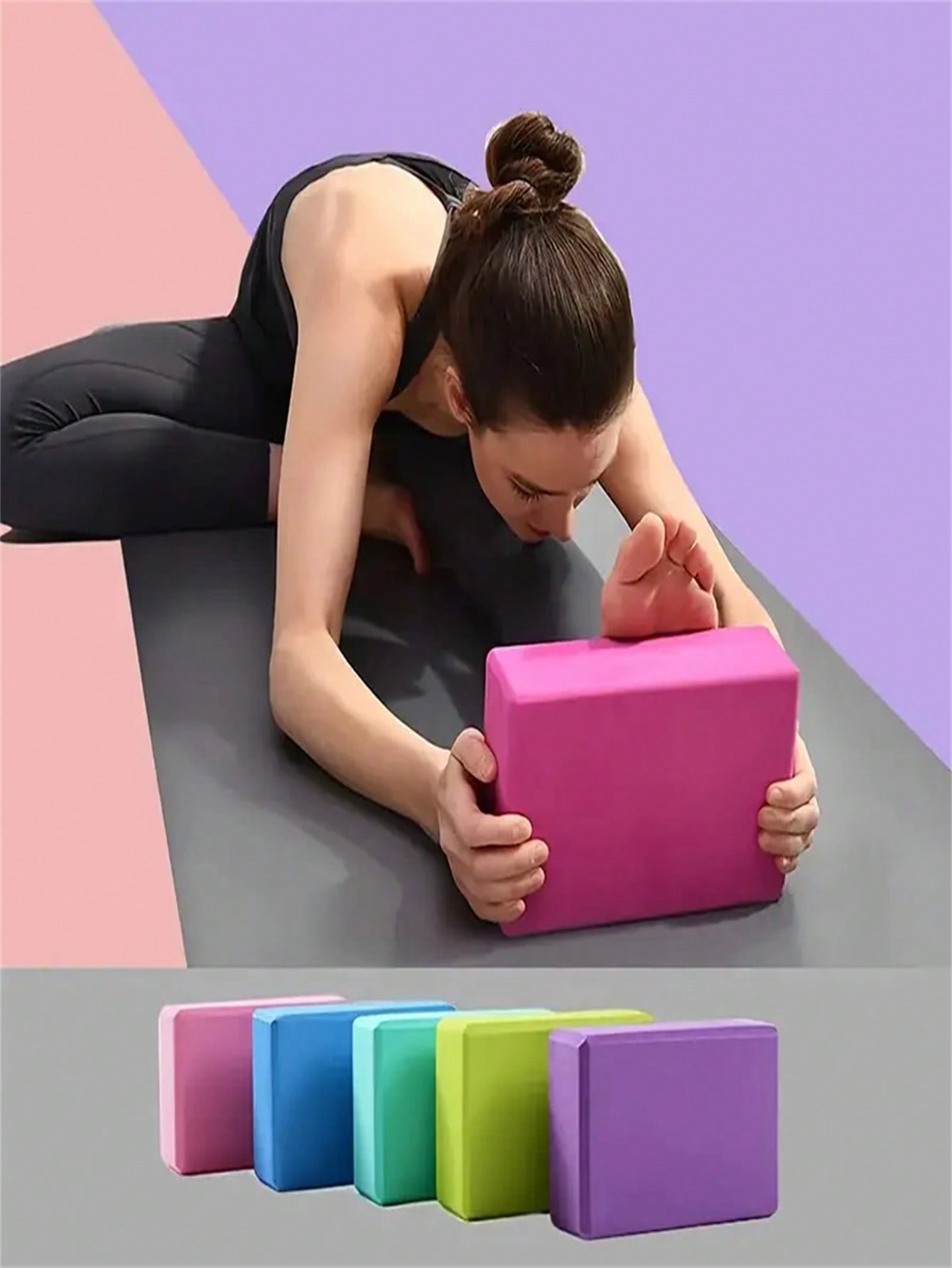 Pilates Yoga Block - 1, schwarzer Yoga-Block aus hochdichtem Eva-Schaum