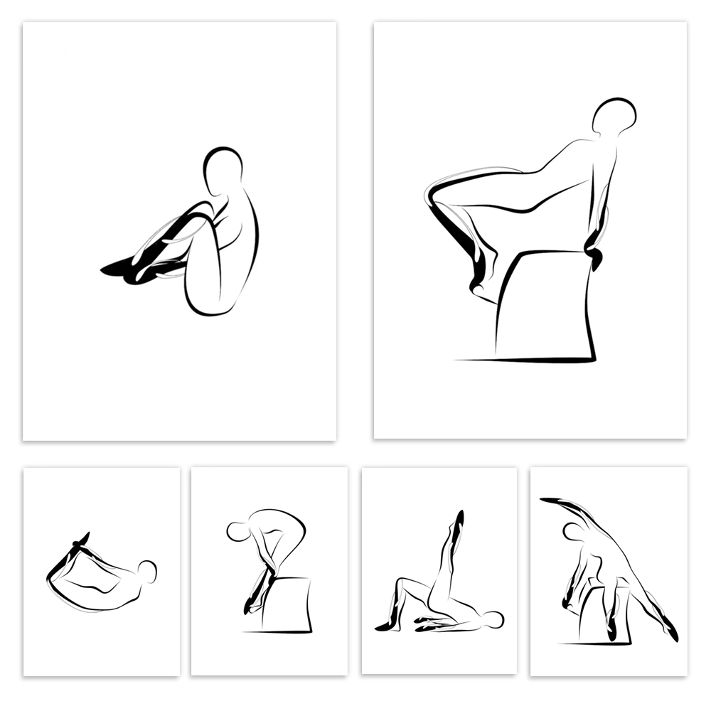 Pilates Yoga Room - Pilates-Poster, Pilates-Push-ups, Pilates-Poses, einbeiniger Stretch, Schwimm-Pose,