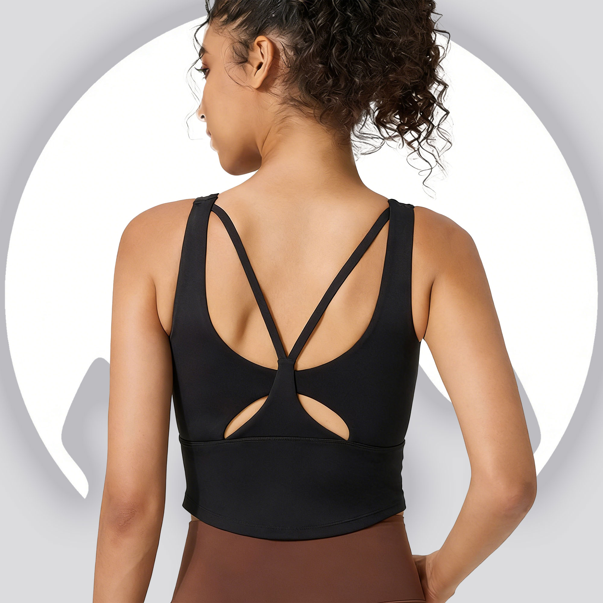 Pilate Yoga Workout - Damen-Sport-BH mit festem Cup – überkreuzter