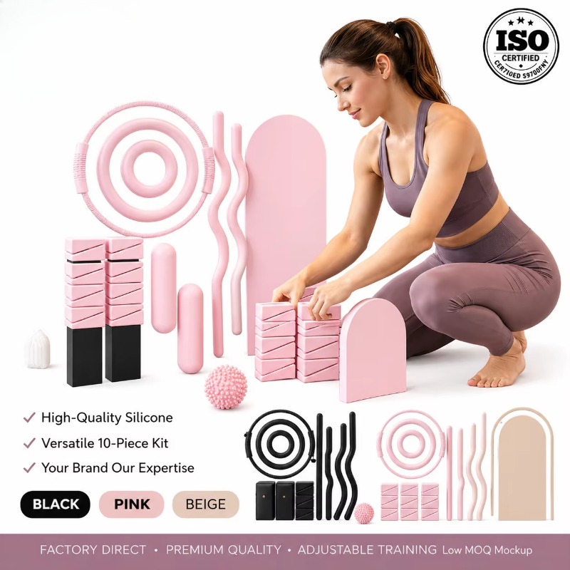 Pilates Yoga Combined - Hantelstange, Silikon-Hantel, Yogamatte, Home-Gym-Fitness-Set, frei kombinierbares