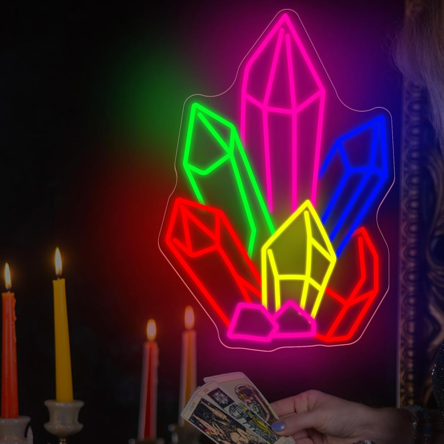 Pilates Yoga Room - Kristallsteine Tarot Neon-Schild USB-betriebene LED-Leuchte für