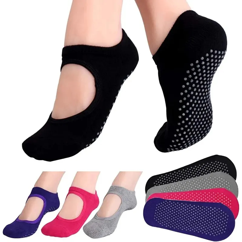 Pilate Yoga Workout - Rückenfreie, rutschfeste Fitness-Yoga-Socken aus Baumwolle für