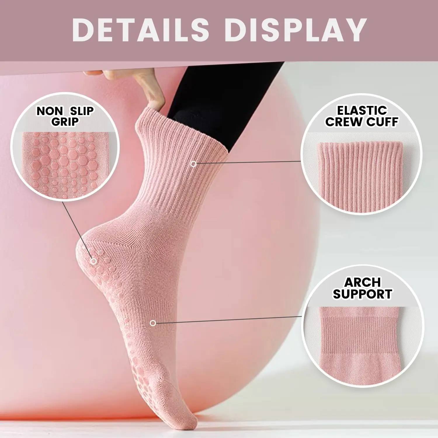 4 Paar Damen-Yoga-Socken, einf – Pilates & Yoga Vida Bewertung und Preis