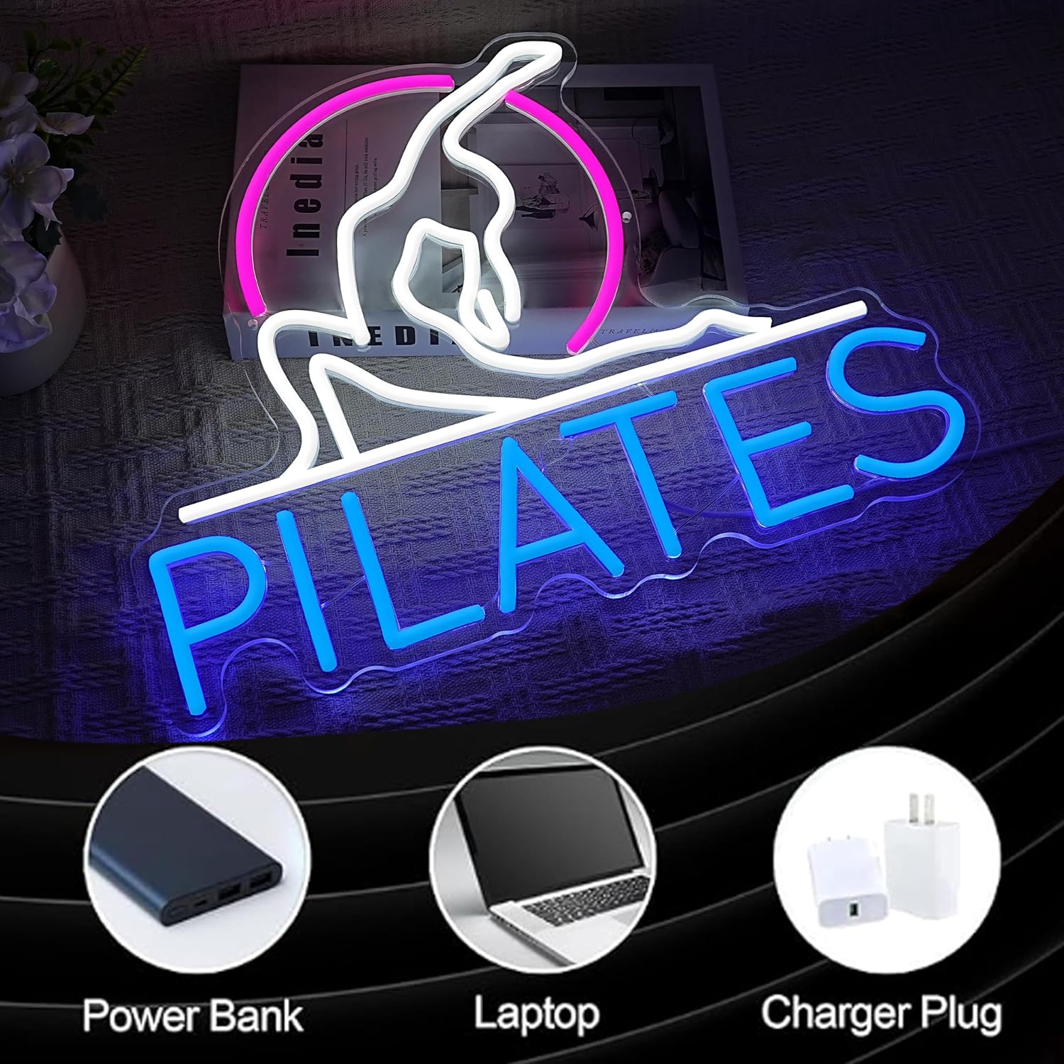 Pilates Neon-Schild Yoga-Studi – Pilates Yoga Room Bewertung und Preis